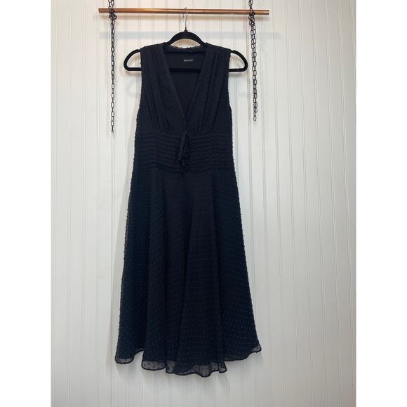 Searle Black Swiss Dot Sleeveless Midi Fit And Flare Dress Size M - Picture 1 of 7